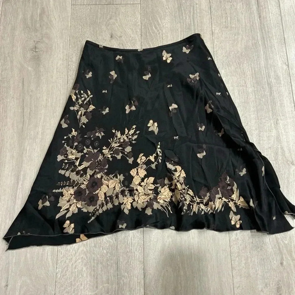 STUDIO M butterfly silk black midi skirt. - Picture 1 of 5